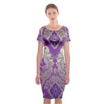 Purple & Gold  CBDOilPrincess E70d1a7c-502f-48a3-839e-eea25bfe4633 Classic Short Sleeve Midi Dress