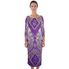 Quarter Sleeve Midi Bodycon Dress 