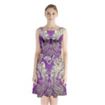 Purple & Gold  CBDOilPrincess E70d1a7c-502f-48a3-839e-eea25bfe4633 Sleeveless Waist Tie Chiffon Dress