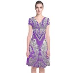 Purple & Gold  CBDOilPrincess E70d1a7c-502f-48a3-839e-eea25bfe4633 Short Sleeve Front Wrap Dress
