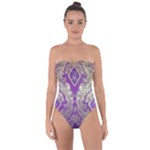 Purple & Gold  CBDOilPrincess E70d1a7c-502f-48a3-839e-eea25bfe4633 Tie Back One Piece Swimsuit
