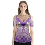 Purple & Gold  CBDOilPrincess E70d1a7c-502f-48a3-839e-eea25bfe4633 Butterfly Sleeve Cutout Tee 
