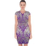 Purple & Gold  CBDOilPrincess E70d1a7c-502f-48a3-839e-eea25bfe4633 Capsleeve Drawstring Dress 