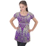 Purple & Gold  CBDOilPrincess E70d1a7c-502f-48a3-839e-eea25bfe4633 Puff Sleeve Tunic Top