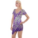 Purple & Gold  CBDOilPrincess E70d1a7c-502f-48a3-839e-eea25bfe4633 Short Sleeve Asymmetric Mini Dress