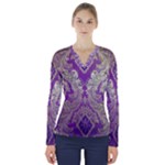Purple & Gold  CBDOilPrincess E70d1a7c-502f-48a3-839e-eea25bfe4633 V-Neck Long Sleeve Top