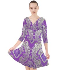 Quarter Sleeve Front Wrap Dress 