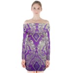 Purple & Gold  CBDOilPrincess E70d1a7c-502f-48a3-839e-eea25bfe4633 Long Sleeve Off Shoulder Dress