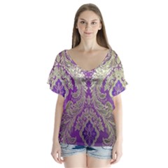V-Neck Flutter Sleeve Top 