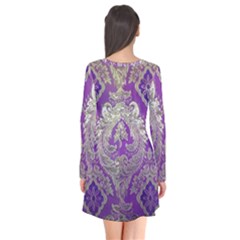 Long Sleeve V-neck Flare Dress 