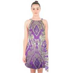 Halter Collar Waist Tie Chiffon Dress 