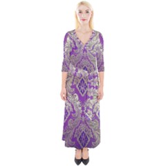 Quarter Sleeve Wrap Maxi Dress 