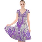Purple & Gold  CBDOilPrincess E70d1a7c-502f-48a3-839e-eea25bfe4633 Cap Sleeve Front Wrap Midi Dress