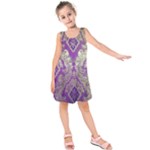 Purple & Gold  CBDOilPrincess E70d1a7c-502f-48a3-839e-eea25bfe4633 Kids  Sleeveless Dress