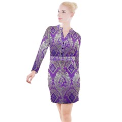 Button Long Sleeve Dress 