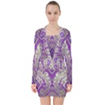 Purple & Gold  CBDOilPrincess E70d1a7c-502f-48a3-839e-eea25bfe4633 V-neck Bodycon Long Sleeve Dress
