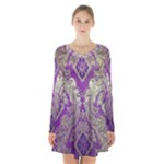 Purple & Gold  CBDOilPrincess E70d1a7c-502f-48a3-839e-eea25bfe4633 Long Sleeve Velvet V-neck Dress