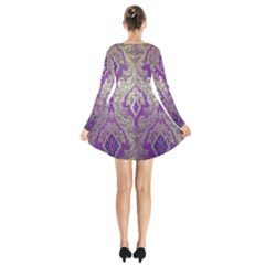 Long Sleeve Velvet V-neck Dress 