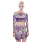 Purple & Gold  CBDOilPrincess E70d1a7c-502f-48a3-839e-eea25bfe4633 Off Shoulder Top with Mini Skirt Set