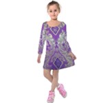 Purple & Gold  CBDOilPrincess E70d1a7c-502f-48a3-839e-eea25bfe4633 Kids  Long Sleeve Velvet Dress