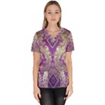 Purple & Gold  CBDOilPrincess E70d1a7c-502f-48a3-839e-eea25bfe4633 Women s V-Neck Scrub Top