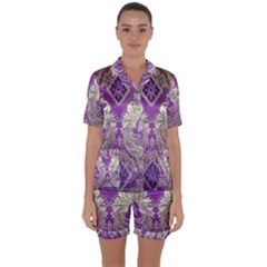 Satin Short Sleeve Pajamas Set 