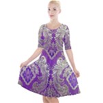 Purple & Gold  CBDOilPrincess E70d1a7c-502f-48a3-839e-eea25bfe4633 Quarter Sleeve A-Line Dress