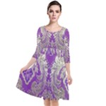 Purple & Gold  CBDOilPrincess E70d1a7c-502f-48a3-839e-eea25bfe4633 Quarter Sleeve Waist Band Dress