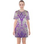 Purple & Gold  CBDOilPrincess E70d1a7c-502f-48a3-839e-eea25bfe4633 Sixties Short Sleeve Mini Dress