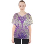 Purple & Gold  CBDOilPrincess E70d1a7c-502f-48a3-839e-eea25bfe4633 V-Neck Dolman Drape Top