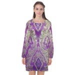 Purple & Gold  CBDOilPrincess E70d1a7c-502f-48a3-839e-eea25bfe4633 Long Sleeve Chiffon Shift Dress 