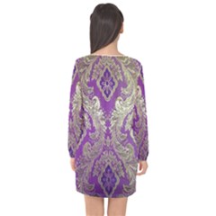 Long Sleeve Chiffon Shift Dress  