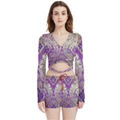 Velvet Wrap Crop Top and Shorts Set 