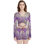 Purple & Gold  CBDOilPrincess E70d1a7c-502f-48a3-839e-eea25bfe4633 Velvet Wrap Crop Top and Shorts Set