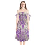 Purple & Gold  CBDOilPrincess E70d1a7c-502f-48a3-839e-eea25bfe4633 Shoulder Tie Bardot Midi Dress