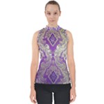 Purple & Gold  CBDOilPrincess E70d1a7c-502f-48a3-839e-eea25bfe4633 Mock Neck Shell Top