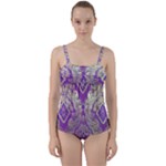 Purple & Gold  CBDOilPrincess E70d1a7c-502f-48a3-839e-eea25bfe4633 Twist Front Tankini Set