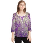 Purple & Gold  CBDOilPrincess E70d1a7c-502f-48a3-839e-eea25bfe4633 Chiffon Quarter Sleeve Blouse