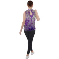Mock Neck Chiffon Sleeveless Top 