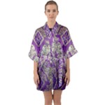 Purple & Gold  CBDOilPrincess E70d1a7c-502f-48a3-839e-eea25bfe4633 Half Sleeve Satin Kimono 
