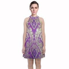 Velvet Halter Neckline Dress  
