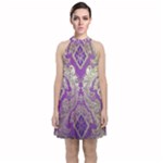 Purple & Gold  CBDOilPrincess E70d1a7c-502f-48a3-839e-eea25bfe4633 Velvet Halter Neckline Dress 