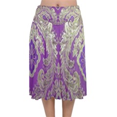 Velvet Flared Midi Skirt 
