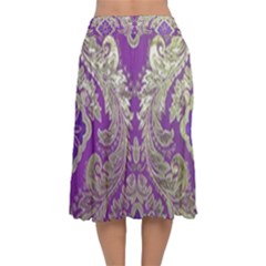 Velvet Flared Midi Skirt 