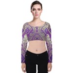 Purple & Gold  CBDOilPrincess E70d1a7c-502f-48a3-839e-eea25bfe4633 Velvet Long Sleeve Crop Top