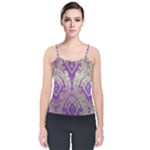 Purple & Gold  CBDOilPrincess E70d1a7c-502f-48a3-839e-eea25bfe4633 Velvet Spaghetti Strap Top