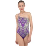 Purple & Gold  CBDOilPrincess E70d1a7c-502f-48a3-839e-eea25bfe4633 Classic One Shoulder Swimsuit