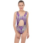 Purple & Gold  CBDOilPrincess E70d1a7c-502f-48a3-839e-eea25bfe4633 Center Cut Out Swimsuit
