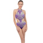Purple & Gold  CBDOilPrincess E70d1a7c-502f-48a3-839e-eea25bfe4633 Halter Side Cut Swimsuit