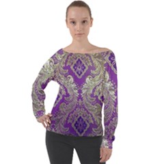 Off Shoulder Long Sleeve Velour Top 